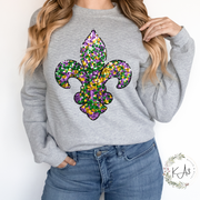 Youth Faux Sequin Fleur de lis Mardi Gras T-Shirt/Sweatshirt