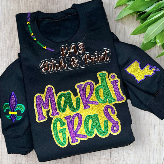 Mardi Gras Glittered Sweatshirt