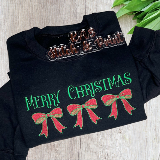 Embroidered Merry Christmas Metallic Coquette Sweatshirt