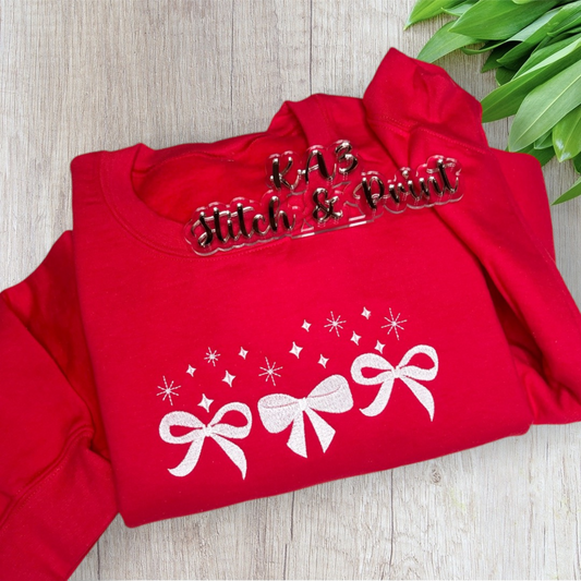 Coquette Bow Holiday Embroidered Sweatshirt