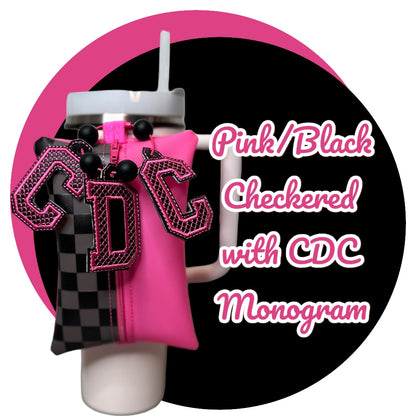 Tumbler Pouch - Pink/Black Checkered