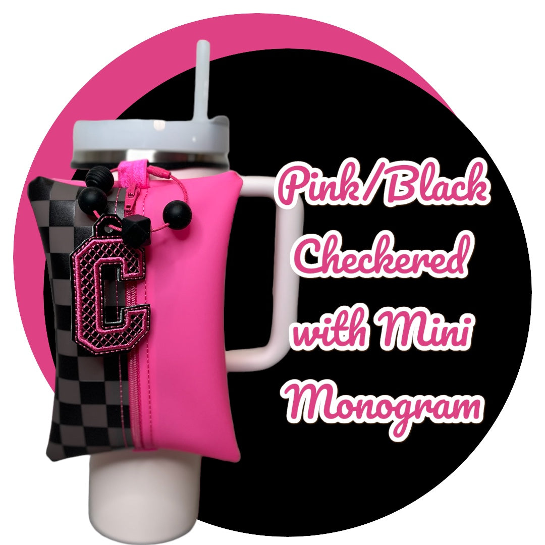 Tumbler Pouch - Pink/Black Checkered