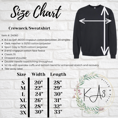 Sweatshirt Size Chart